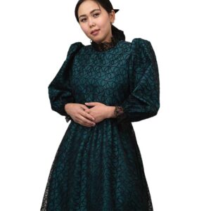 Eterna long modest black on blue evening gown/dress